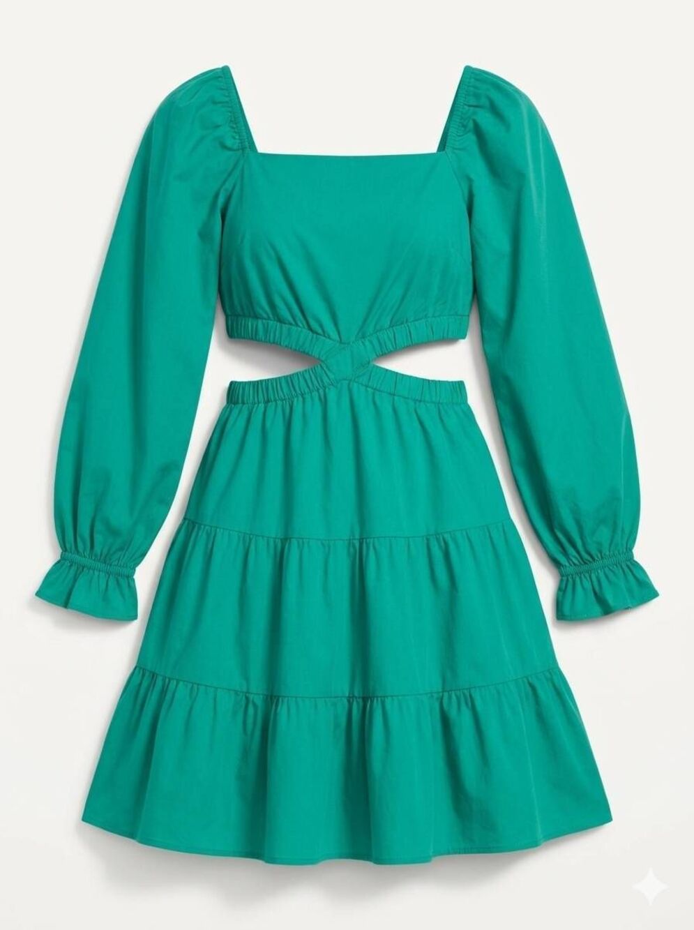 🩵NWOT Green Lightweight Cutout Long Sleeve Dress Youth 13-14